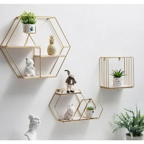 簡(jiǎn)約北歐風(fēng)鐵藝掛飾 免打孔墻上置物架，點(diǎn)亮您的臥室空間